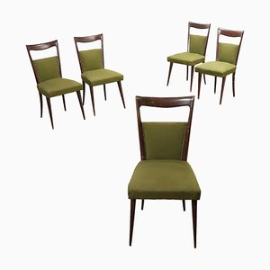 Vintage Italian Chairs in Painted Beech and Fabric, 1950s, Set of 5-VMM-2033343