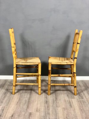 Vintage Italian Chairs in Straw and Bamboo, 1960s, Set of 4-LYQ-1171739