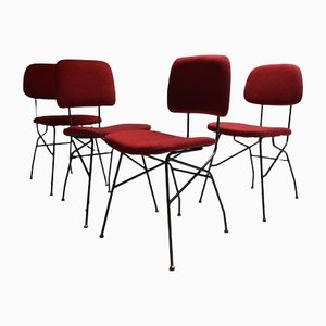 Vintage Italian Chairs with Black Iron Structure and Fabric Coverings, 1960s, Set of 4-YMJ-1320384