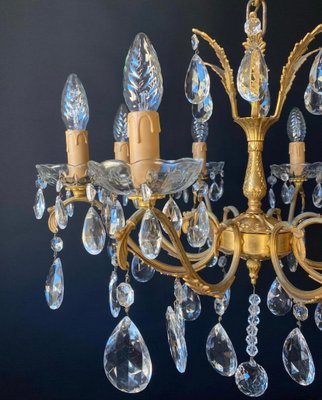 Vintage Italian Chandelier in Brass, 1940s-XRG-2034997