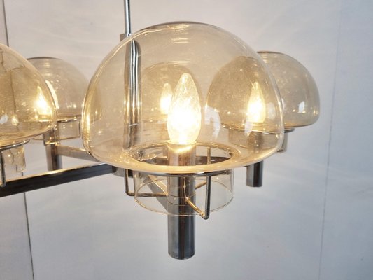 Vintage Italian Chandelier in Glass and Chrome by Gaetano Sciolari, 1970s-IRH-1352448