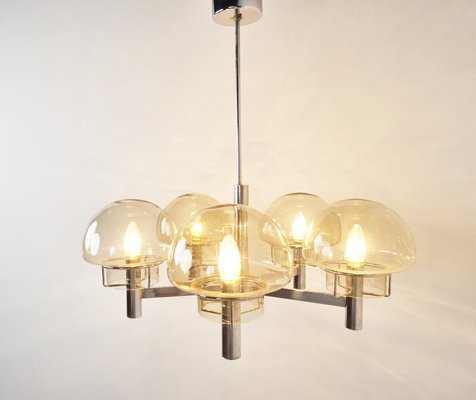 Vintage Italian Chandelier in Glass and Chrome by Gaetano Sciolari, 1970s-IRH-1352448