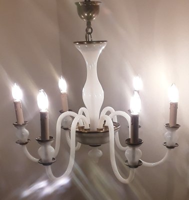 Vintage Italian Chandelier in Murano Glass & Brass, 1970s-HOI-1820900