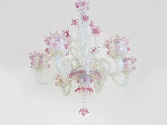 Vintage Italian Chandelier in Transparent and Purple Murano Glass from Made Murano Glass, 1930s-MZP-1727126