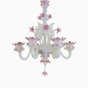 Vintage Italian Chandelier in Transparent and Purple Murano Glass from Made Murano Glass, 1930s-MZP-1727126