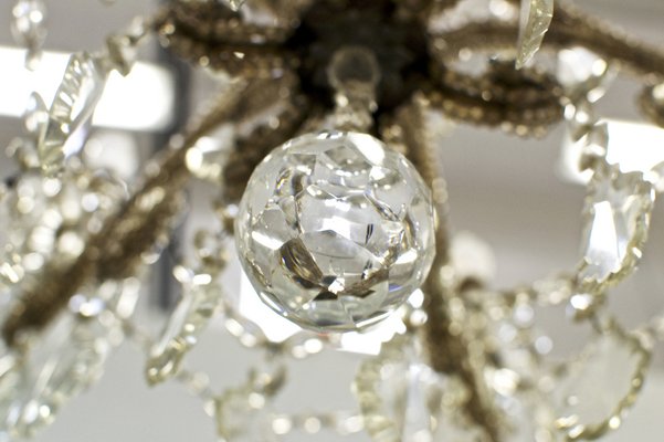 Vintage Italian Chandelier with Drops and Beads, 1940-PM-1812555