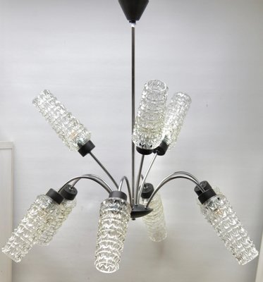 Vintage Italian Chandelier with Nine Arms and Chrome Details from Stilnovo, 1960s-MJY-1150401