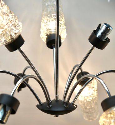 Vintage Italian Chandelier with Nine Arms and Chrome Details from Stilnovo, 1960s-MJY-1150401