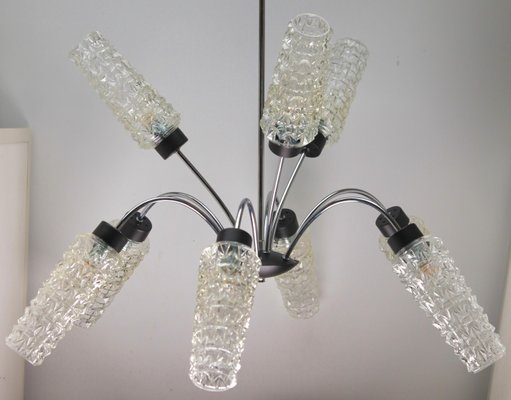 Vintage Italian Chandelier with Nine Arms and Chrome Details from Stilnovo, 1960s-MJY-1150401