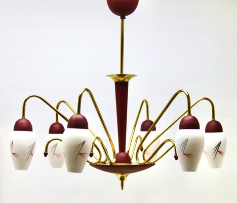 Vintage Italian Chandelier with Six Arms in the Style of Stilnovo, 1960s-MJY-1150352