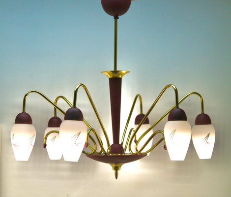 Vintage Italian Chandelier with Six Arms in the Style of Stilnovo, 1960s-MJY-1150352