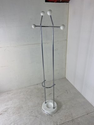 Vintage, Italian Chrome and Carrara Marble Coat Stand, 1970s-DE-824520