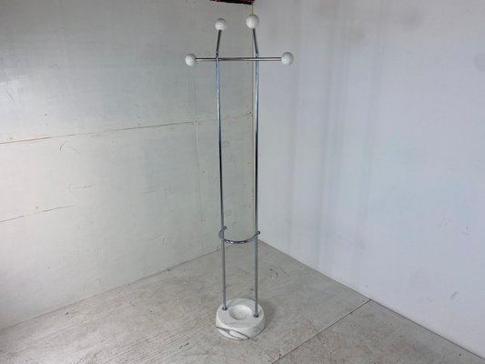 Vintage, Italian Chrome and Carrara Marble Coat Stand, 1970s-DE-824520