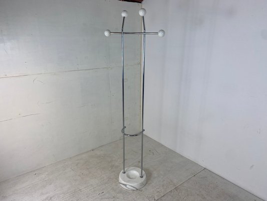 Vintage, Italian Chrome and Carrara Marble Coat Stand, 1970s-DE-824520