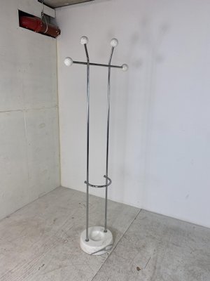 Vintage, Italian Chrome and Carrara Marble Coat Stand, 1970s-DE-824520