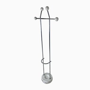 Vintage, Italian Chrome and Carrara Marble Coat Stand, 1970s-DE-824520