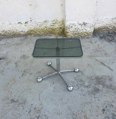 Vintage Italian Chrome and Smoked Glass Coffee Table from Allegri Aredamenti Parma, 1970s-PUG-602744