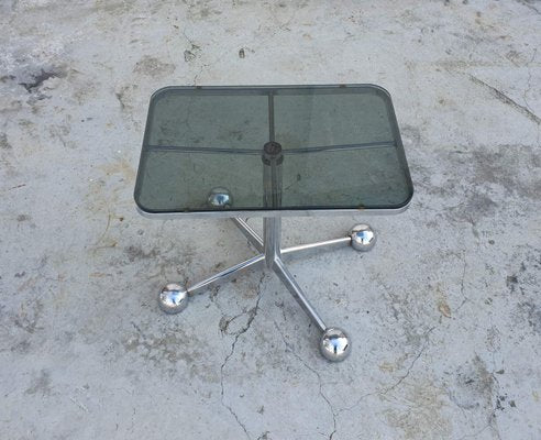 Vintage Italian Chrome and Smoked Glass Coffee Table from Allegri Aredamenti Parma, 1970s-PUG-602744