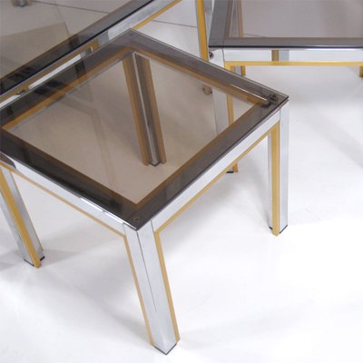 Vintage Italian Chrome & Glass Coffee Tables by Renato Zevi, 1970, Set of 3-GIW-1293604