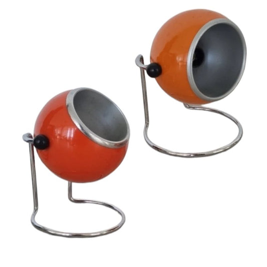 Vintage Italian Chromed Painted Metal Eyeball Table Lamps by Targetti Sankey, Set of 2