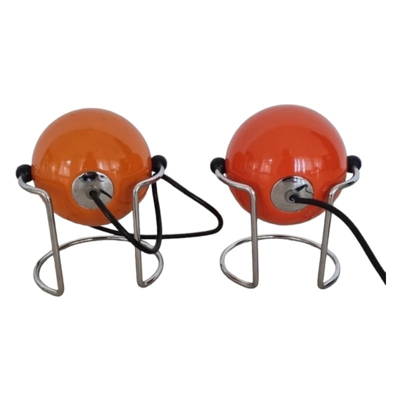 Vintage Italian Chromed Painted Metal Eyeball Table Lamps by Targetti Sankey, Set of 2