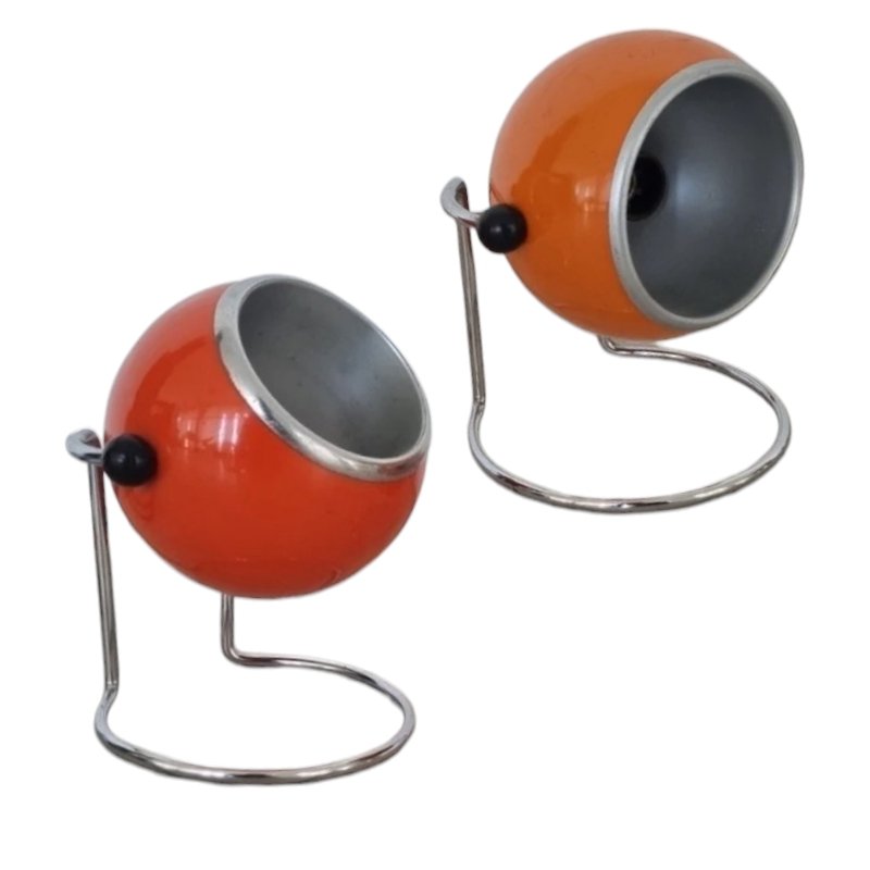 Vintage Italian Chromed Painted Metal Eyeball Table Lamps by Targetti Sankey, Set of 2