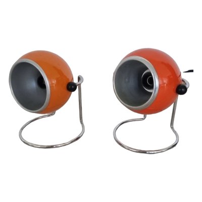 Vintage Italian Chromed Painted Metal Eyeball Table Lamps by Targetti Sankey, Set of 2-TCS-1807958