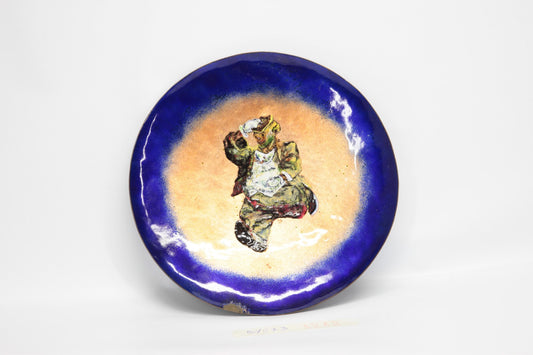 Vintage Italian Cloisonné Dish with Clown, 1970