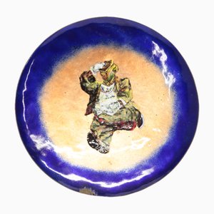 Vintage Italian Cloisonné Dish with Clown, 1970-RAQ-1783002