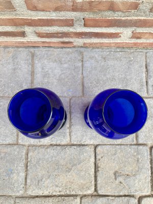 Vintage Italian Cobalt Blue Murano Glass Vases, Set of 2-NOU-928938