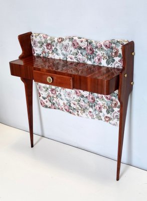 Vintage Italian Console Table in Ebonized Beech and Rose-Patterned Fabric, 1950s-JPQ-1824630