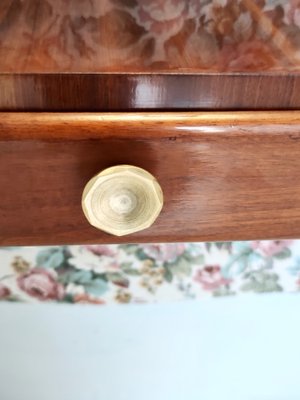 Vintage Italian Console Table in Ebonized Beech and Rose-Patterned Fabric, 1950s-JPQ-1824630