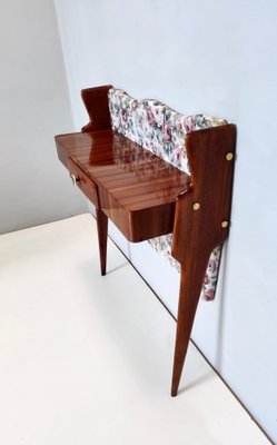 Vintage Italian Console Table in Ebonized Beech and Rose-Patterned Fabric, 1950s-JPQ-1824630