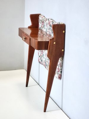 Vintage Italian Console Table in Ebonized Beech and Rose-Patterned Fabric, 1950s-JPQ-1824630