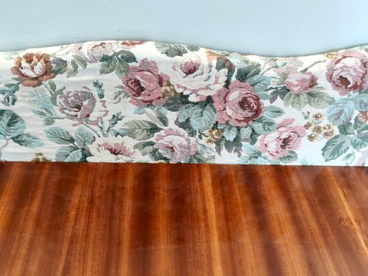 Vintage Italian Console Table in Ebonized Beech and Rose-Patterned Fabric, 1950s-JPQ-1824630