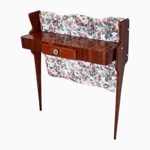 Vintage Italian Console Table in Ebonized Beech and Rose-Patterned Fabric, 1950s-JPQ-1824630