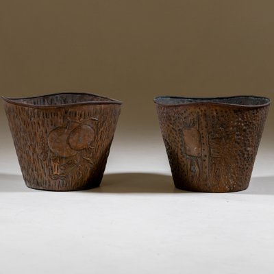 Vintage Italian Copper Plant Pots, Set of 2-VEI-1744275