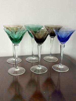 Vintage Italian Crystal Glasses, 1950s, Set of 6-YST-1779463