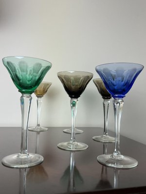 Vintage Italian Crystal Glasses, 1950s, Set of 6-YST-1779463