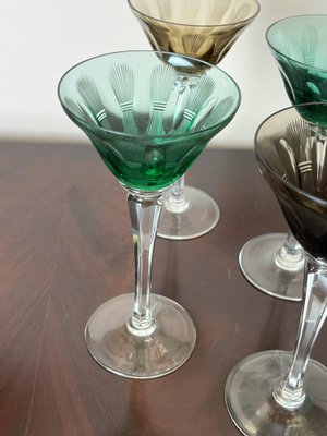 Vintage Italian Crystal Glasses, 1950s, Set of 6-YST-1779463