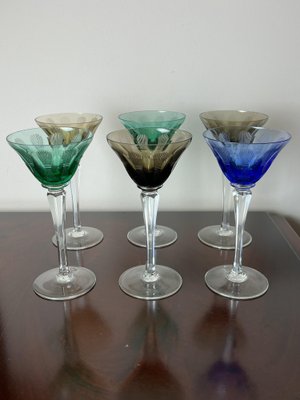 Vintage Italian Crystal Glasses, 1950s, Set of 6-YST-1779463