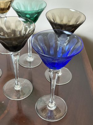 Vintage Italian Crystal Glasses, 1950s, Set of 6-YST-1779463