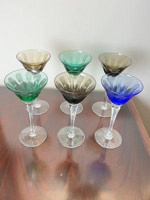 Vintage Italian Crystal Glasses, 1950s, Set of 6-YST-1779463