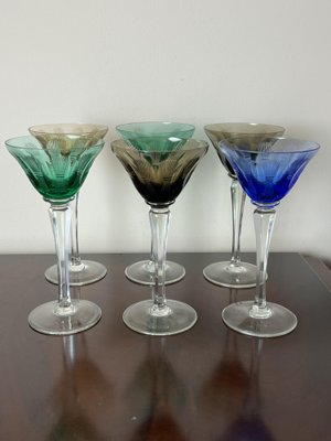 Vintage Italian Crystal Glasses, 1950s, Set of 6-YST-1779463