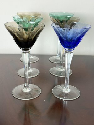 Vintage Italian Crystal Glasses, 1950s, Set of 6-YST-1779463