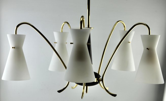 Vintage Italian Diablo Chandelier with 5 Arms in the Style of Stilnovo, 1960s-MJY-1148852