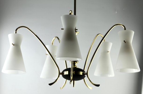 Vintage Italian Diablo Chandelier with 5 Arms in the Style of Stilnovo, 1960s-MJY-1148852