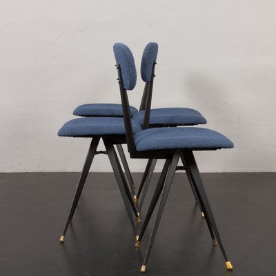 Vintage Italian Dining Chairs in Blue Boucle Fabric, 1960s, Set of 4-UE-1780339