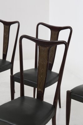 Vintage Italian Dining Chairs in Green Leather, 1950s, Set of 8-RCE-1705128