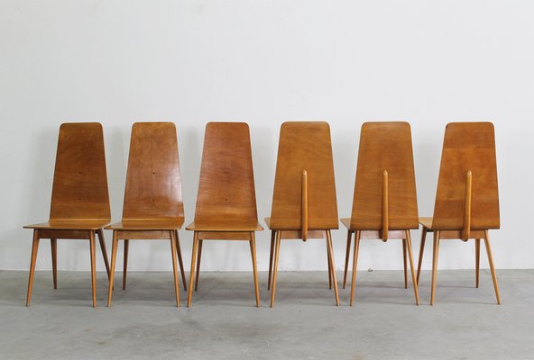 Vintage Italian Dining Chairs in Wood by Sineo Gemignani, 1940s, Set of 6-IVC-1776092